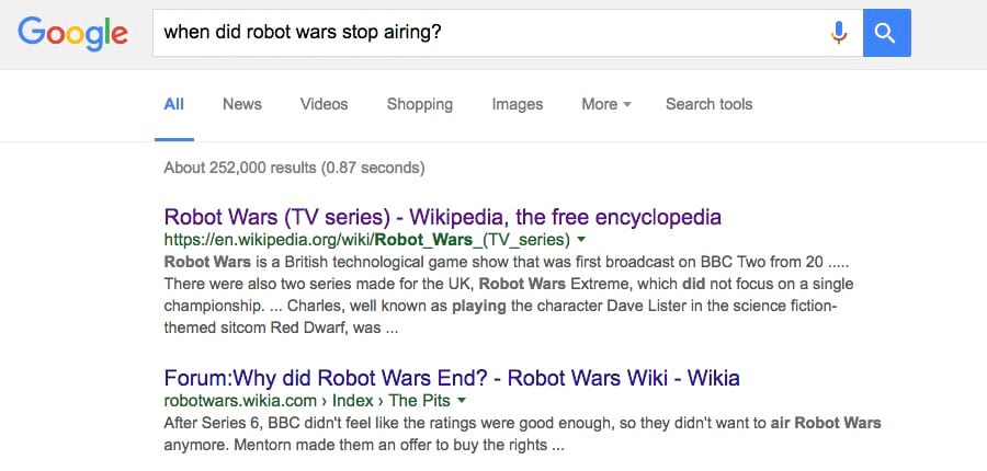when-did-robot-wars-stop-airing-google