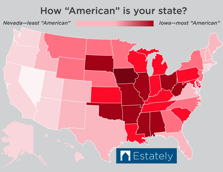 mapa do estado mais americano