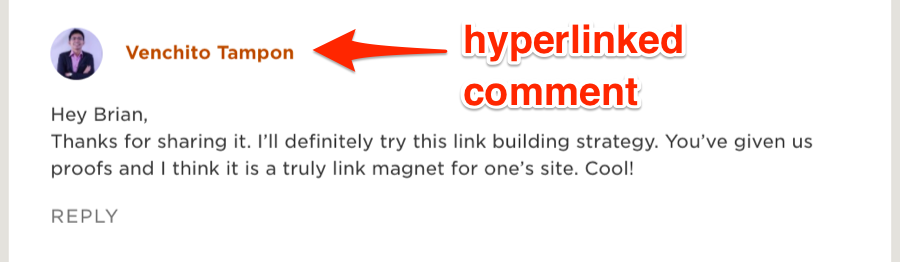 hyperlinked comment