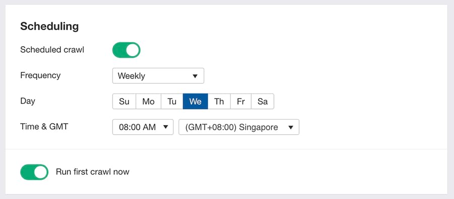 scheduling a crawl in ahrefs