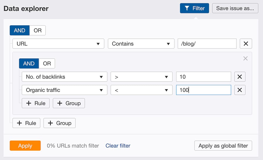 filters in data explorer