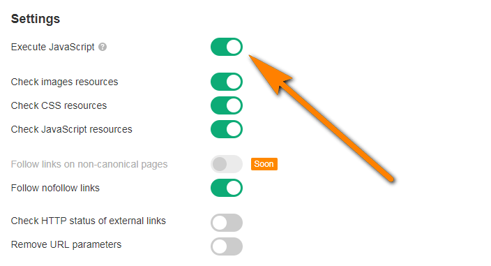 turn on javascript rendering