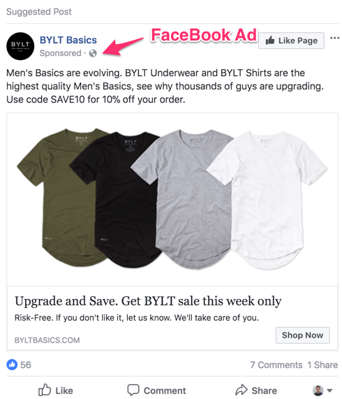 FaceBook ad example