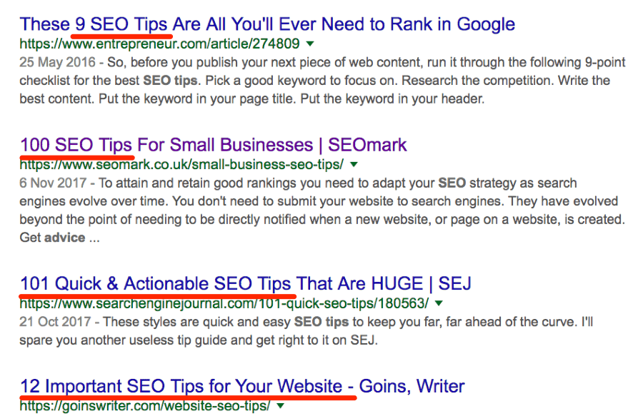 seo tips list style