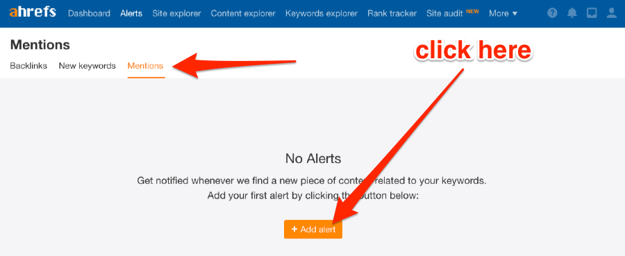 ahrefs alerts mentions