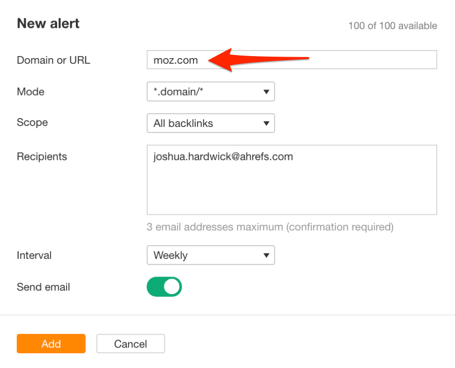 ahrefs alerts