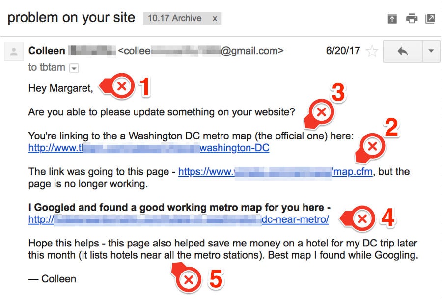 broken link building email