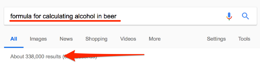 formula for calculating alcohol in beer google search