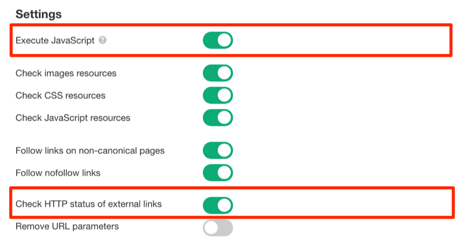 crawl settings changes