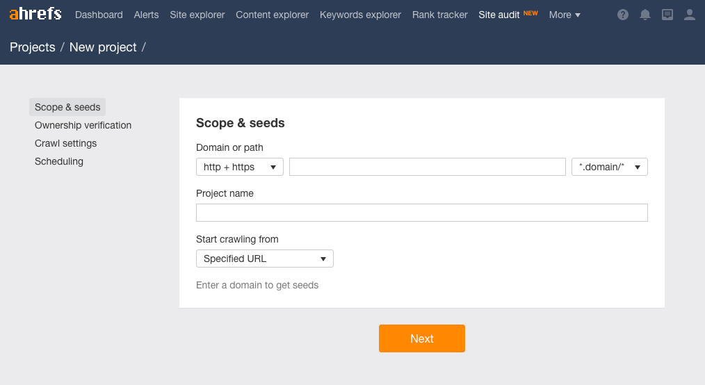 scope and seeds ahrefs site explorer