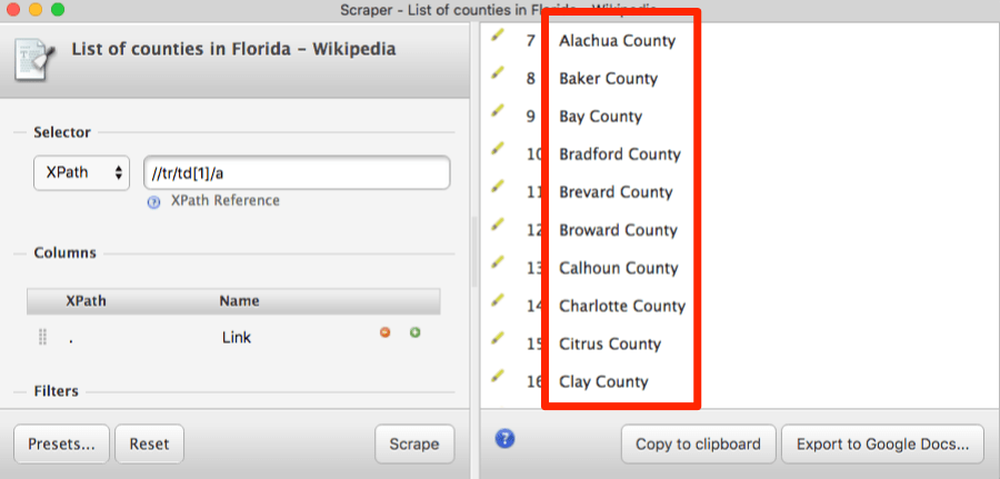 scraper counties in florida