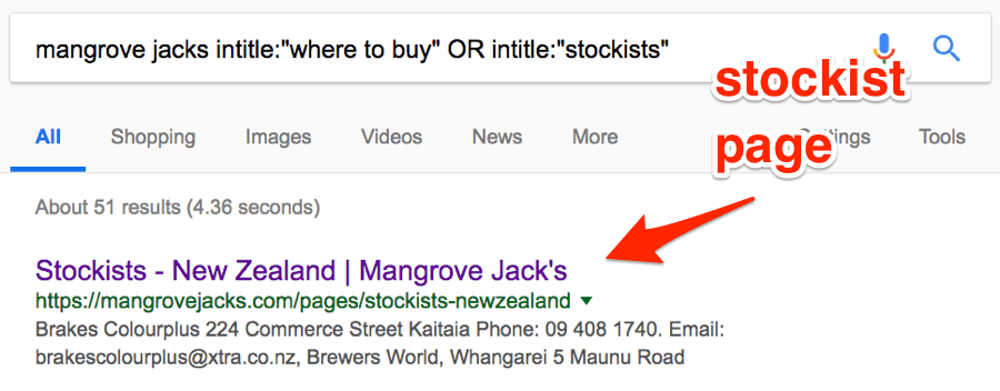 mangrove jacks stockists page