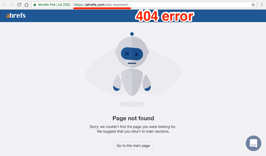 404 error ahrefs site explorer