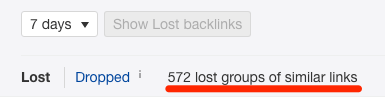 572 lost links ahrefs