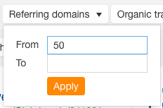 referring domains filter content explorer