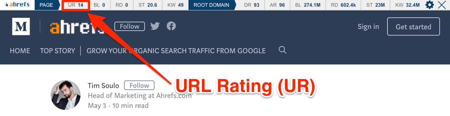 đánh giá url thanh công cụ ahrefs