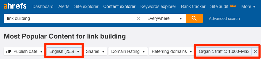 link building content explorer traffic