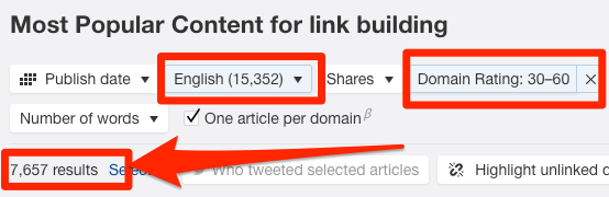 one article per domain filters