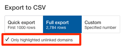 only highlight unlinked domains