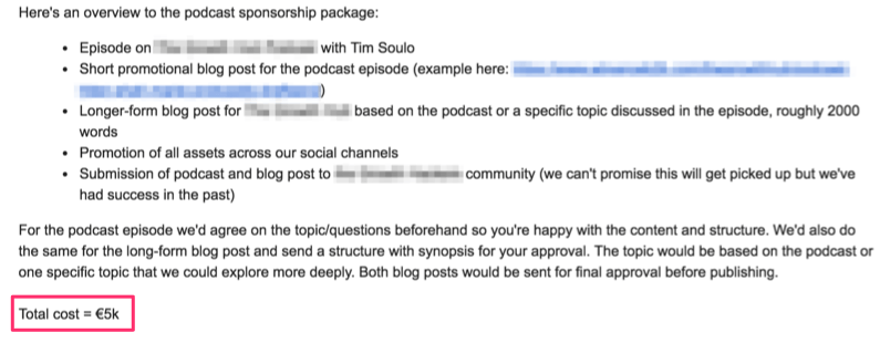 podcast sponsorship package