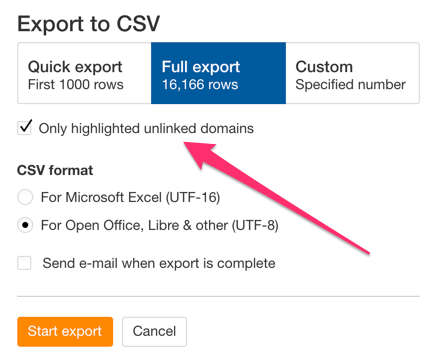 Exportation de domaines non liés