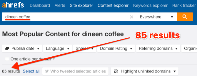 dineen coffee content explorer