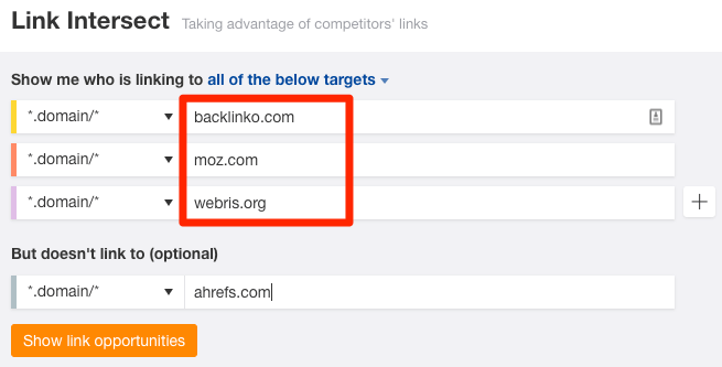 link intersect ahrefs