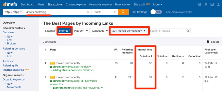 301 explorateur de site de liens internes cassés