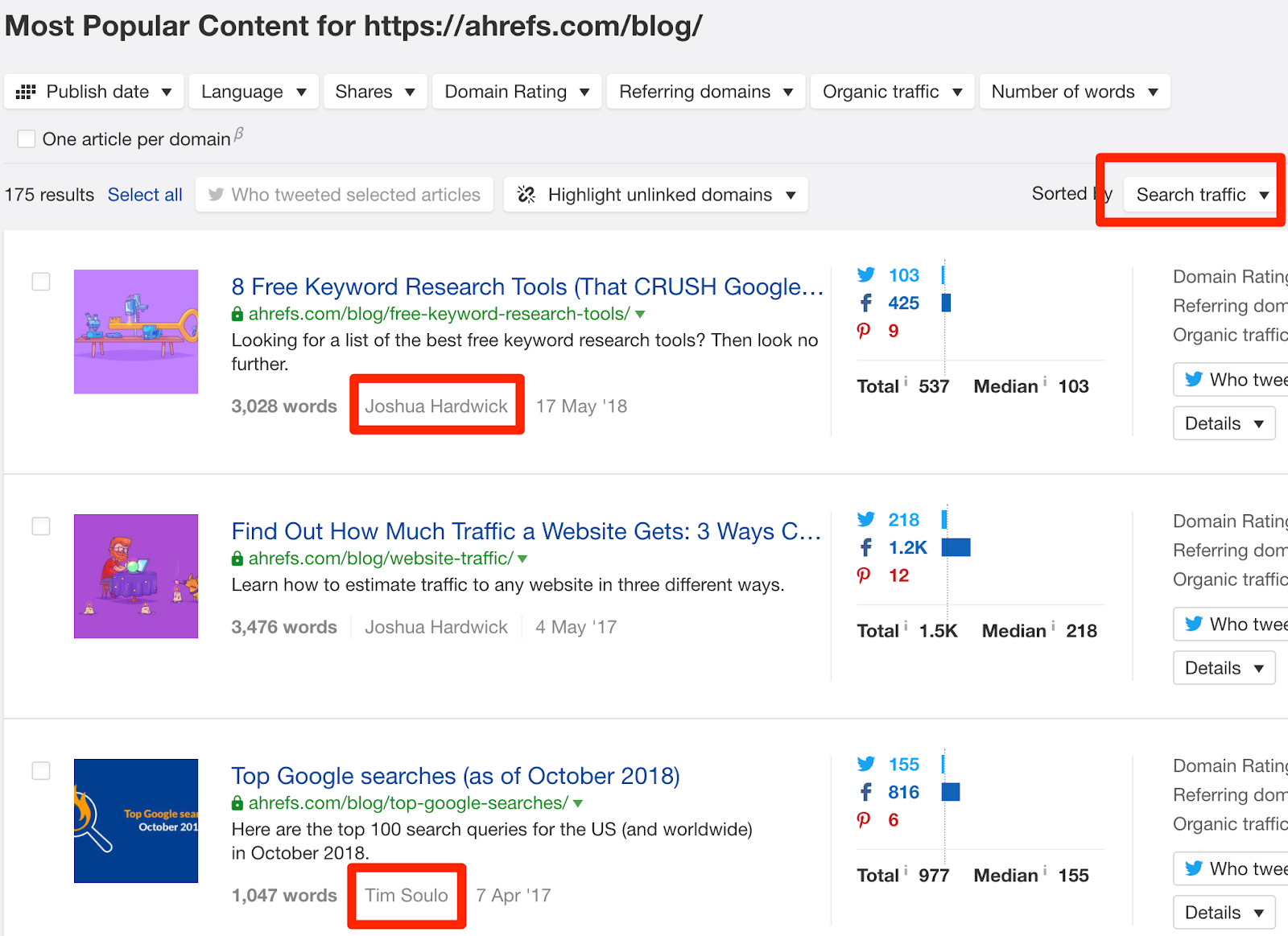 ahrefs blog search dans l'explorateur de contenu