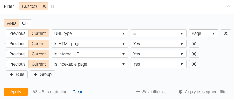 L'explorateur de données filtre l'audit du site 