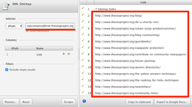 scraper sitemap 