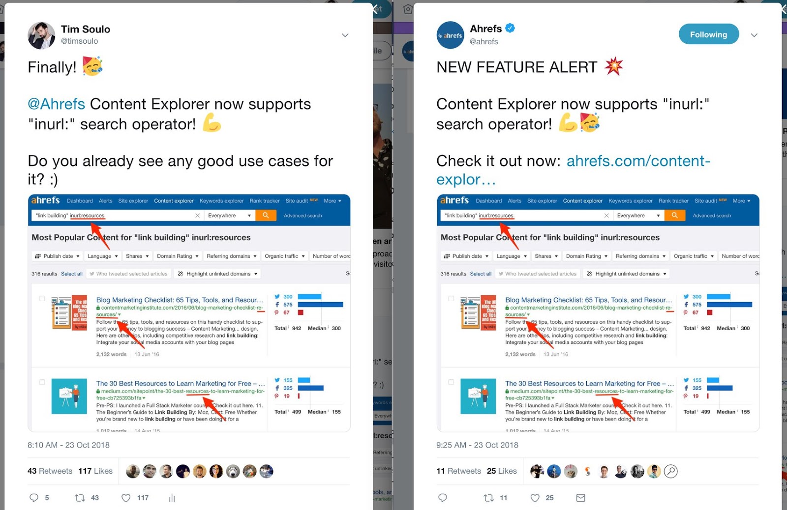 tim soulo twitter vs ahrefs twitter