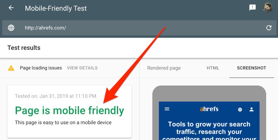 ahrefs mobile friendly 1 