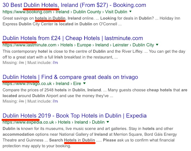 resultados da pesquisa de hotéis dublin