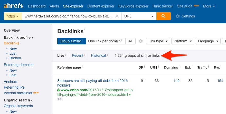 backlinks report