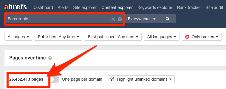 content explorer blank search