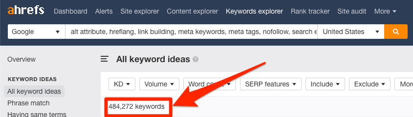 keyword ideas ahrefs keywords explorer
