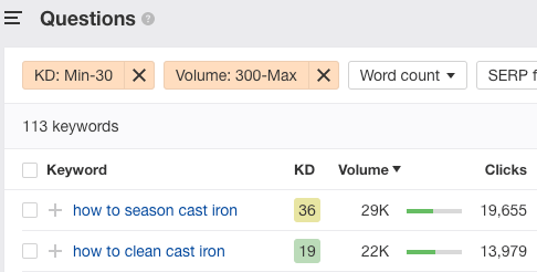 cast iron keywords filter