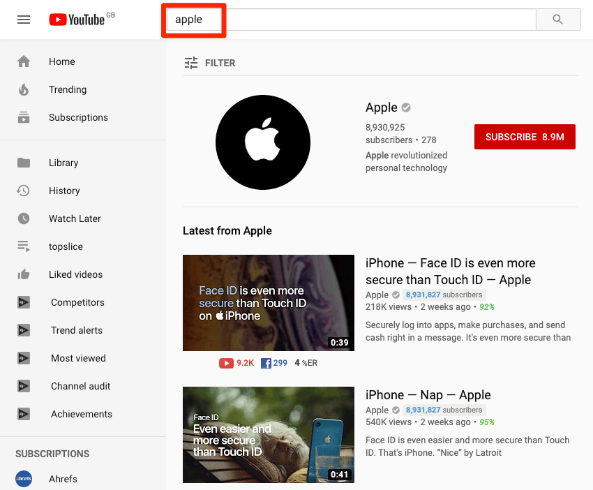 apple results youtube