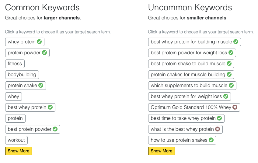 keyword options