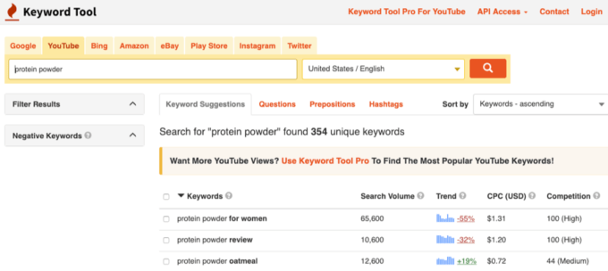 keyword tool pro for youtube