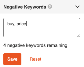 negative keywords