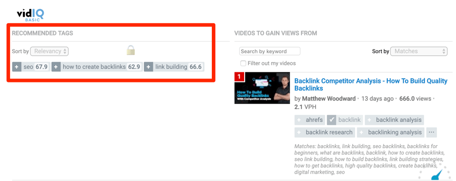 vidiq recommended tags