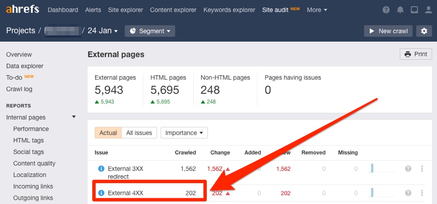 external 4xx site audit