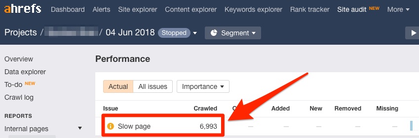 slow pages ahrefs site audit