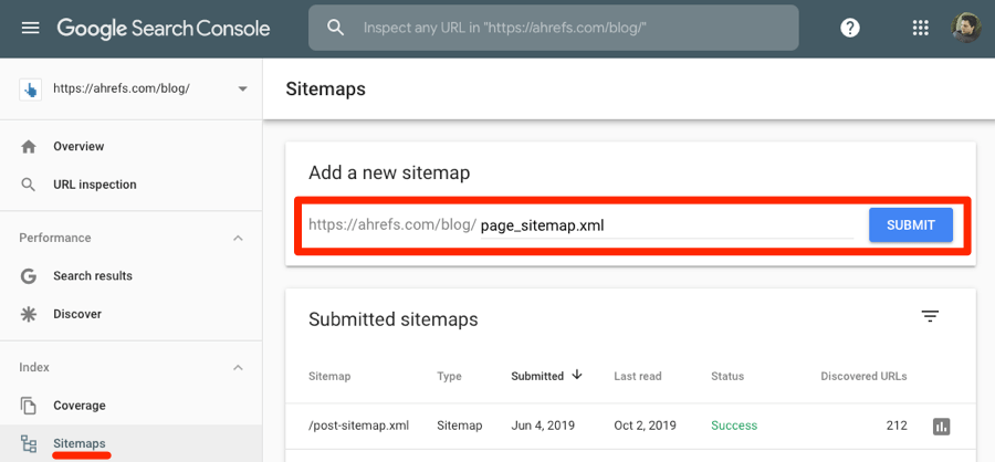 submit sitemap 1