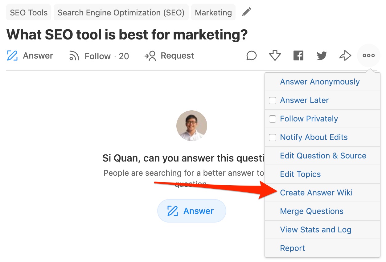 What SEO tool is best for marketing Quora