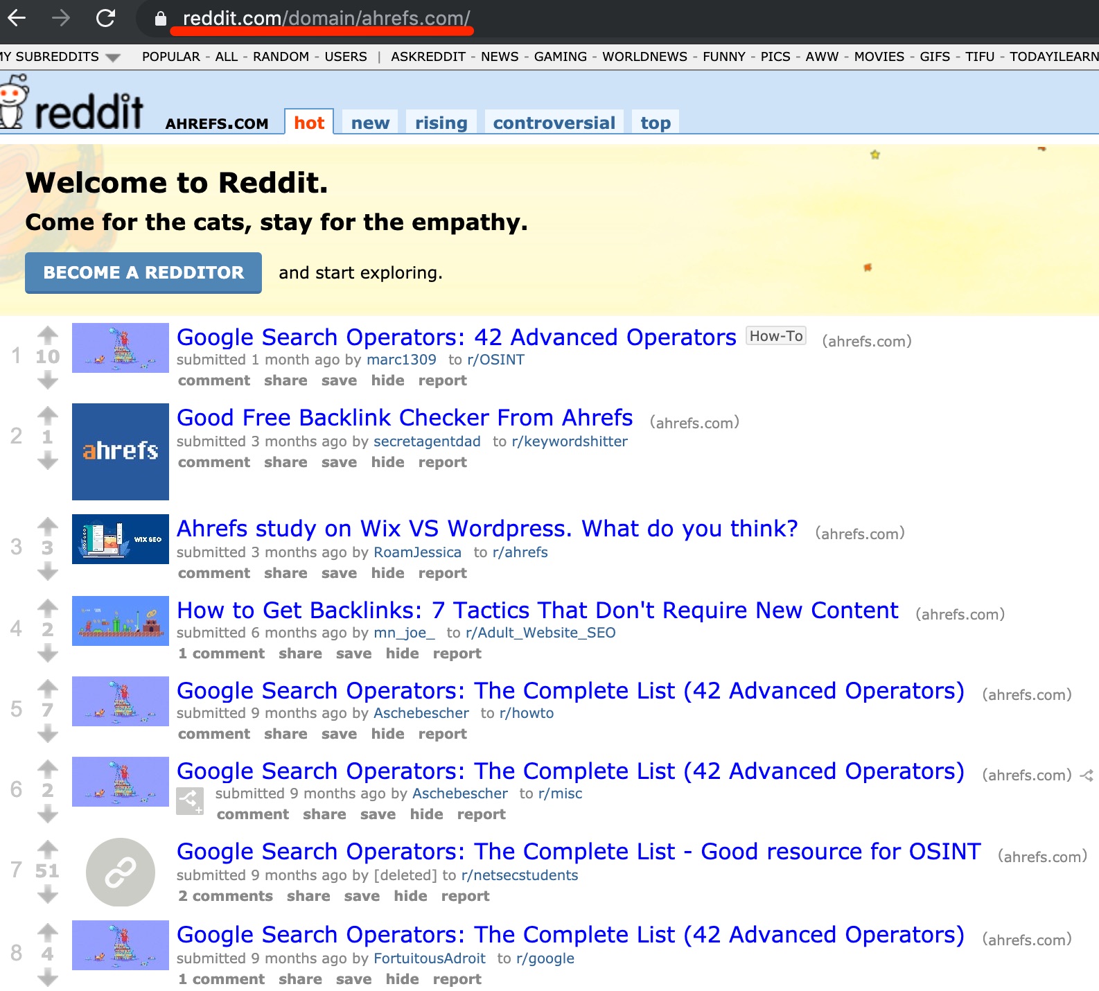 ahrefs com on reddit com