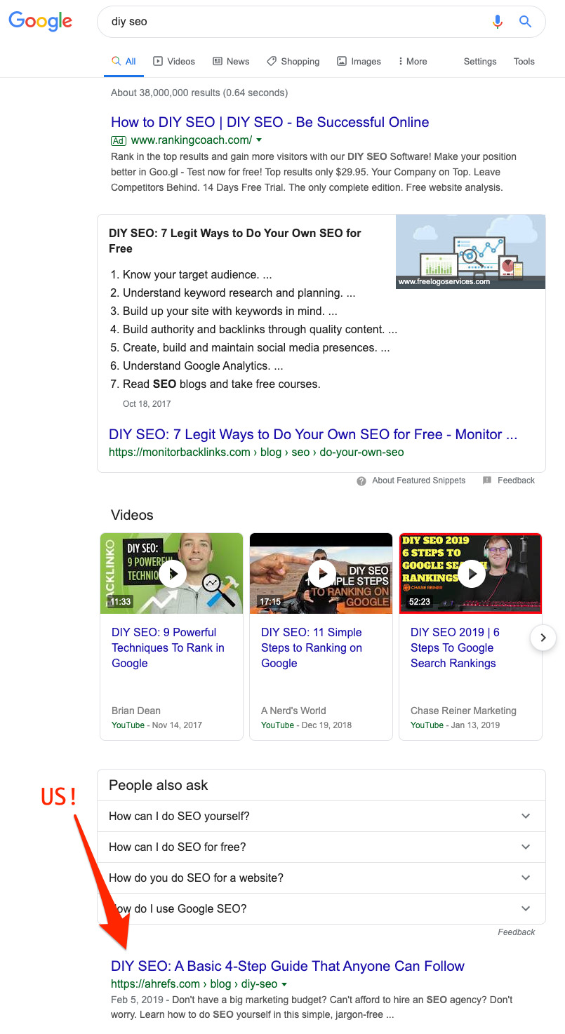 diy seo serp "srcset =" https://ahrefs.com/blog/wp-content/uploads/2019/11/diy-seo-serp.jpg 805w, https://ahrefs.com/blog/wp-content/ uploads / 2019/11 / diy-seo-serp-768x1406.jpg 768w, https://ahrefs.com/blog/wp-content/uploads/2019/11/diy-seo-serp-232x425.jpg 232w "tailles = "(largeur max: 805px) 100vw, 805px