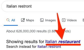 correction de recherche google